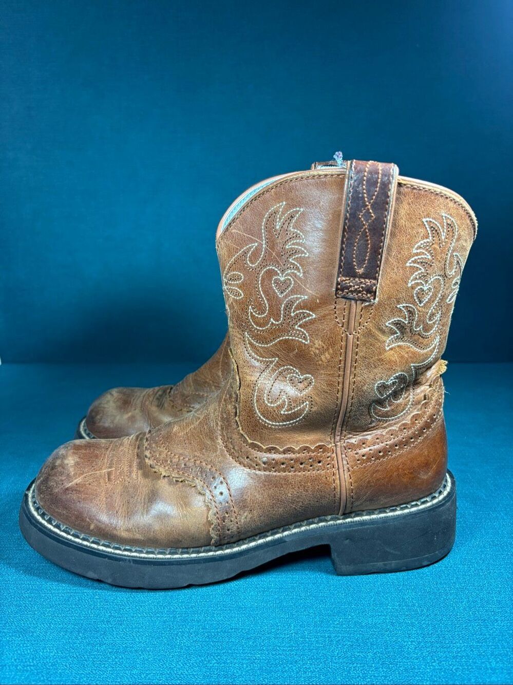Ariat Fatbaby Womens Size 9 B Distressed Brown Leather Western Cowboy Boots 1000
